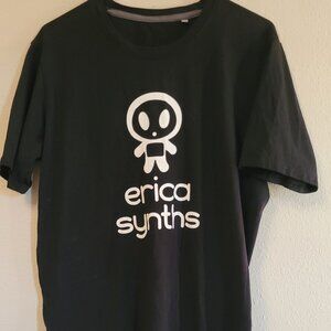 Erica Synths "Alien" Logo Black Graphic T-Shirt - Size Large